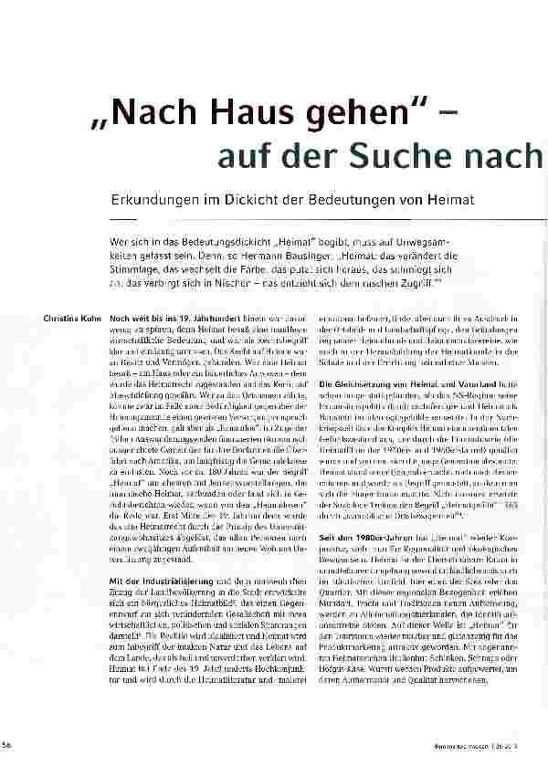 Vorschauseite 1: Nach Haus gehen - auf der Suche nach SicherheitenErkundungen im Dickicht der Bedeutungen von Heimat