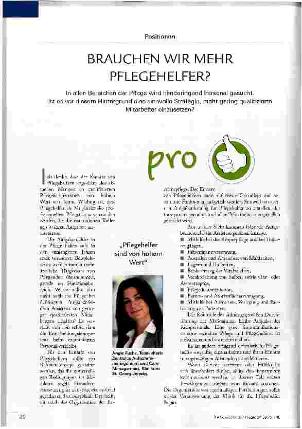 Vorschauseite 1: BRAUCHEN WIR MEHR PFLEGEHELFER?