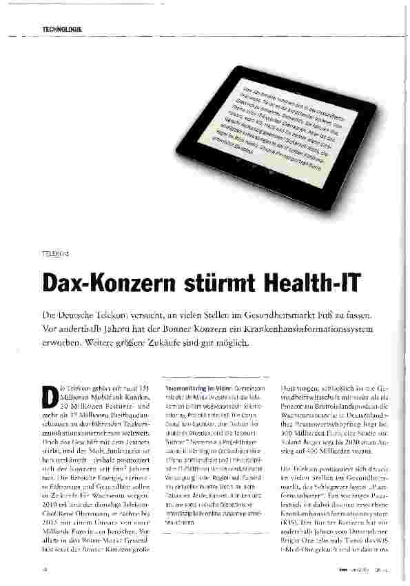 Vorschauseite 1: Dax-Konzern stürmt Health-IT