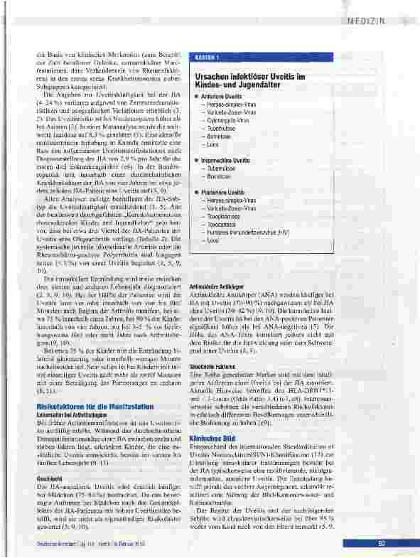 Vorschauseite 2: Uveitis bei juveniler idiopathischer Arthritis