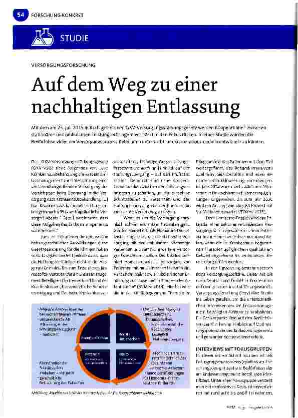 Vorschauseite 1: Auf dem Weg zu einer nachhaltigen Entlassung