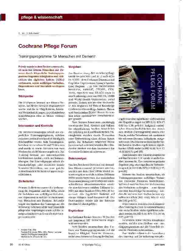 Vorschauseite 1: Cochrane Pflege Forum