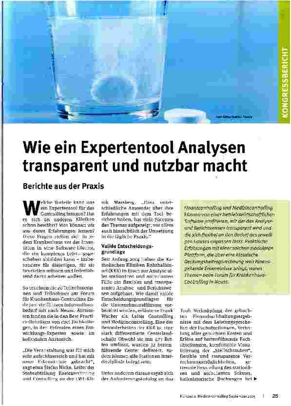 Vorschauseite 1: Wie ein Expertentool Analysen transparent und nutzbar macht