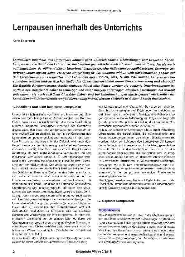 Vorschauseite 1: Lernpausen innerhalb des Unterrichts