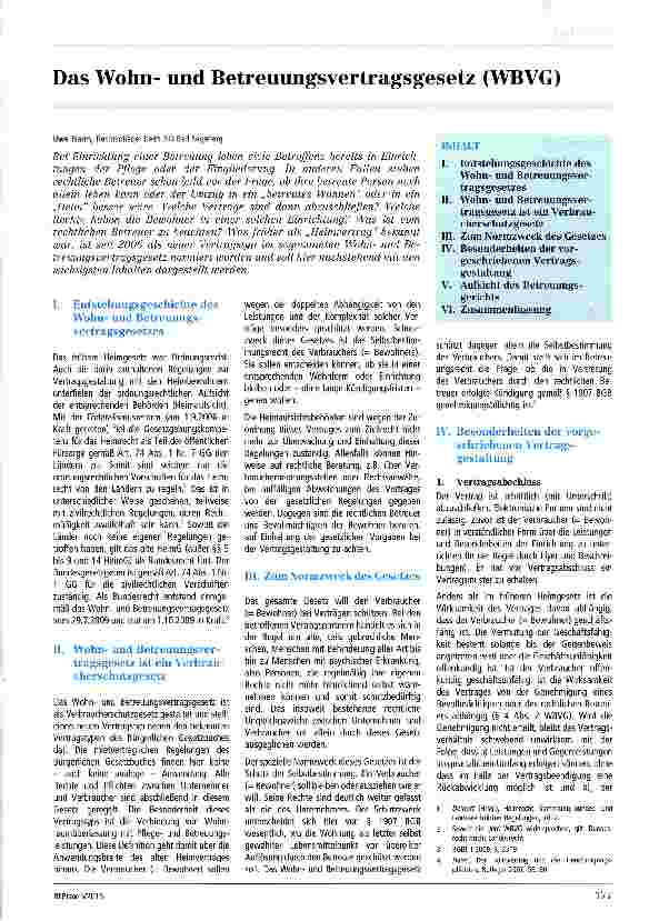 Vorschauseite 1: Das Wohnund Betreuungsvertragsgesetz (WBVG)