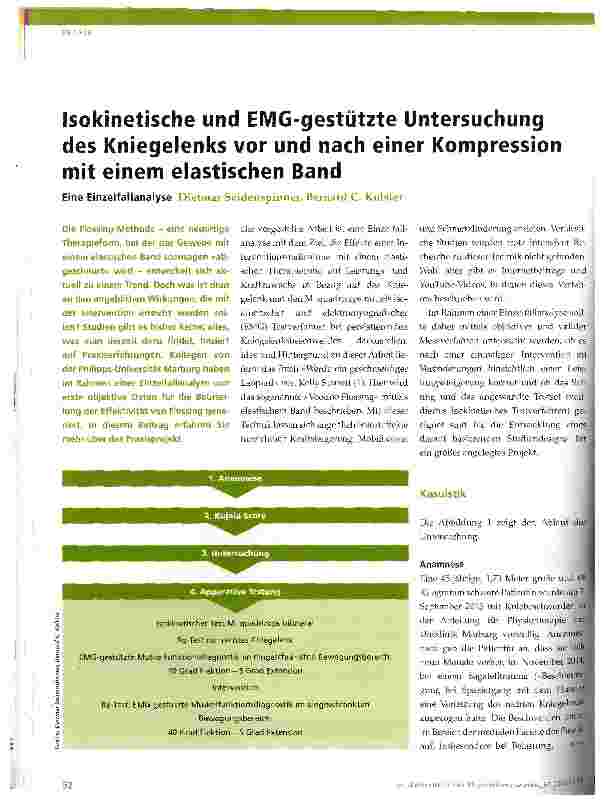 Vorschauseite 1: Isokinetische und EMG-gestützte Untersuchung des Kniegelenks vor und nach einer Kompression mit einem elastischen Band