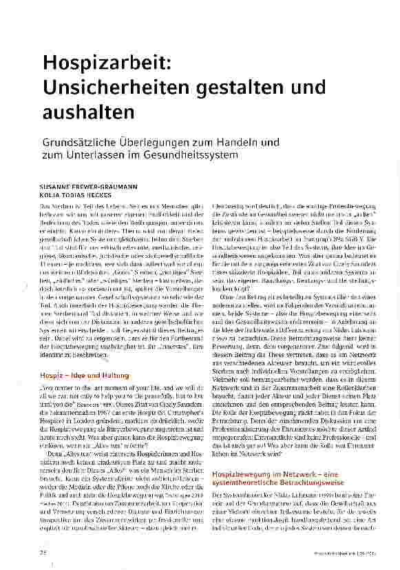 Vorschauseite 1: Hospizarbeit: Unsicherheiten gestalten und aushalten