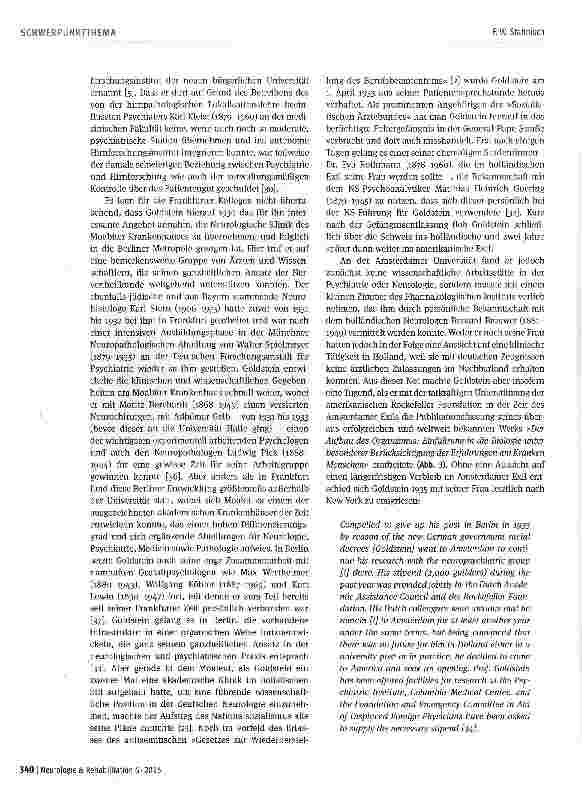 Vorschauseite 4: Kurt Goldsteins Konzeption der neuro logischen »Katastrophenreaktionen« aus heutiger Perspektive