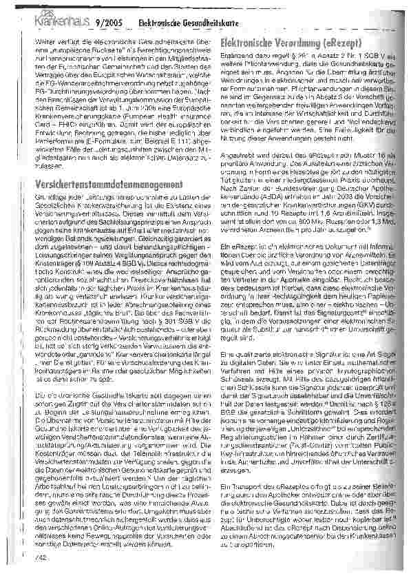Vorschauseite 2: Elektronische Gesundheitskarte: Basis einer neuen Kommunikationsinfrastruktur im Gesundheitswesen