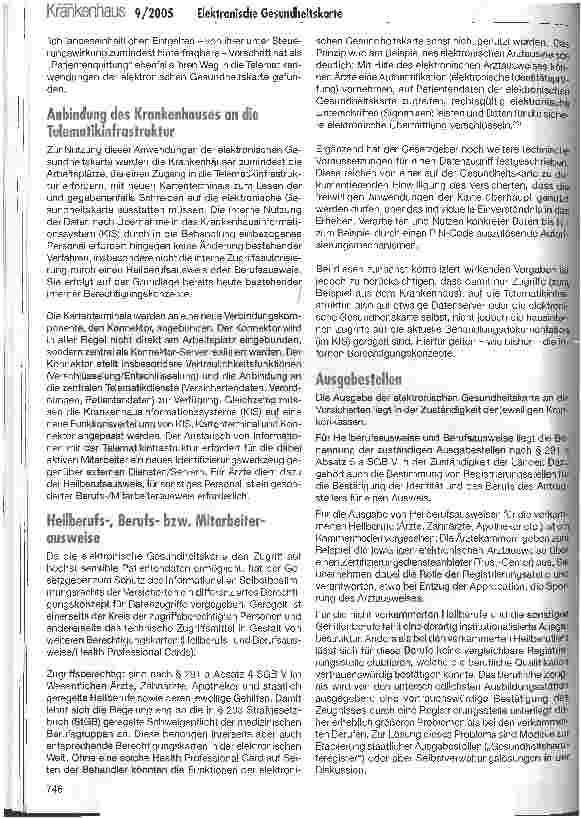 Vorschauseite 6: Elektronische Gesundheitskarte: Basis einer neuen Kommunikationsinfrastruktur im Gesundheitswesen