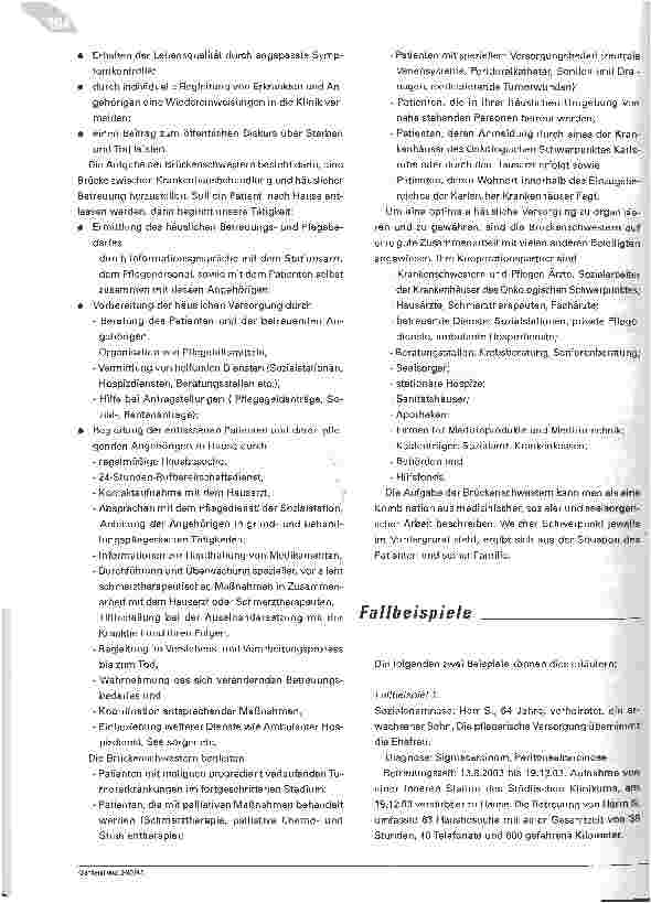 Vorschauseite 2: Den Tagen mehr Leben gebenDie ambulante Versorgung von Tumorpatienten durch die Brückenschwestern