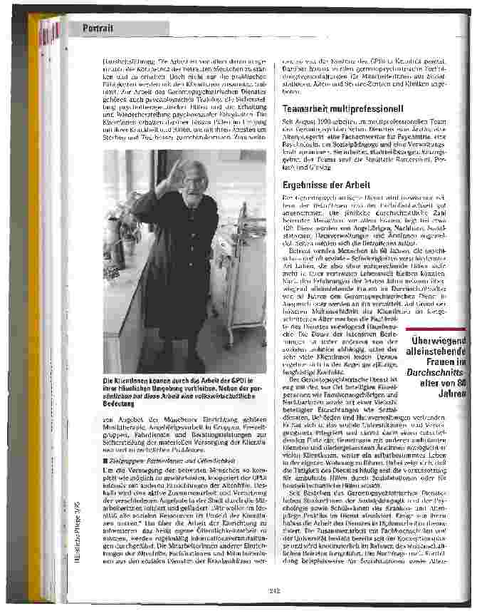 Vorschauseite 2: Gegen die soziale Isolation Der Gerontopsychiatrische Dienst (GPDi) in München