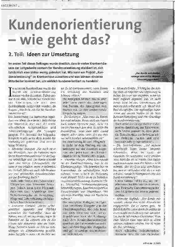 Vorschauseite 1: Kundenorientierung -wie geht das? 2. Teil: Ideen zur Umsetzung