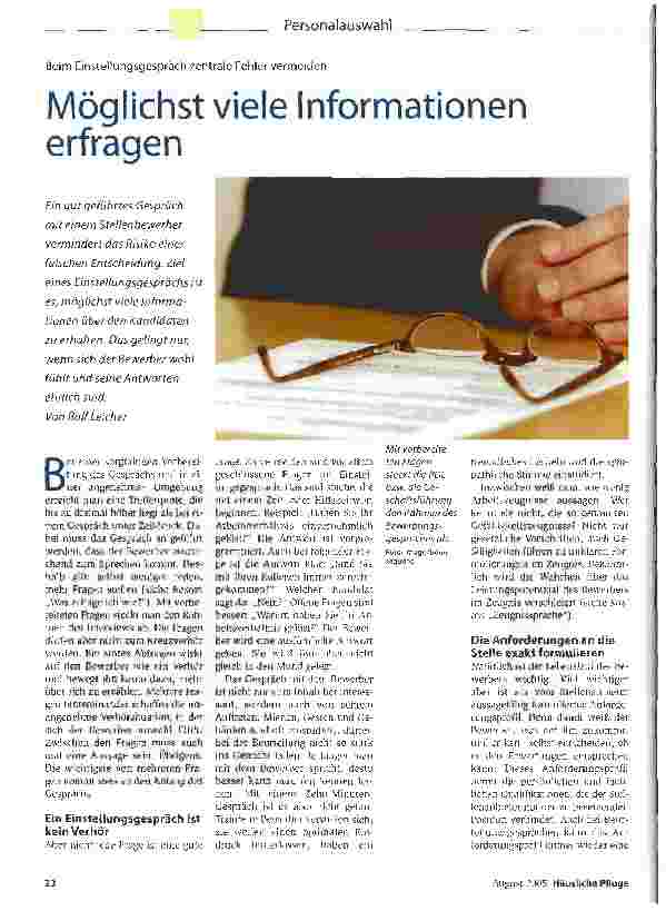Vorschauseite 1: Möglichst viele Informationen erfragen
