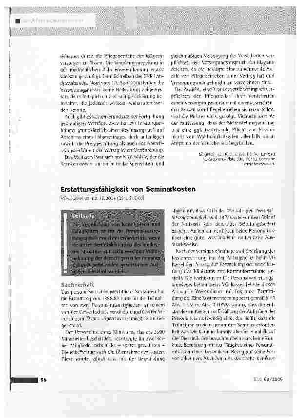 Vorschauseite 1: Erstattunssfähigkeit von Seminarkosten