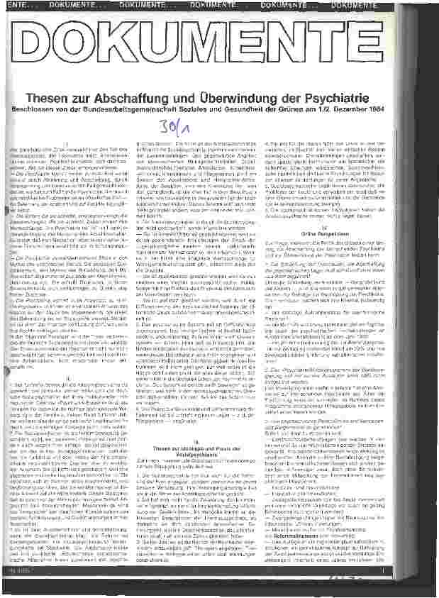 Vorschauseite 1: Thesen zur Abschaffung und Überwindung der Psychiatrie