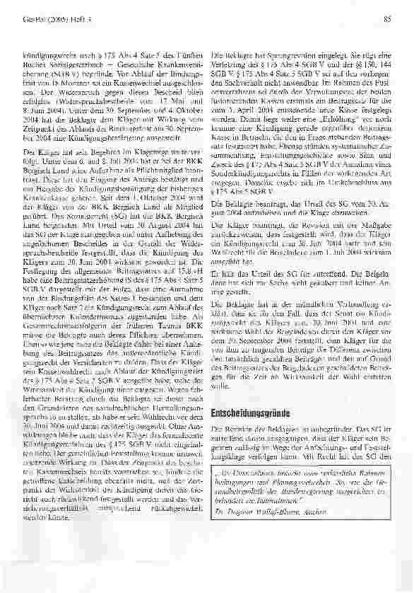 Vorschauseite 2: Das Sonderkündigungssrecht wegen Beitragssatzerhöhung besteht auch dann, wenn die Beitragssatzerhöhung mit einer Kassenfusion zusammentrifftBundessozialgericht, Urteil vom 2. Deze…