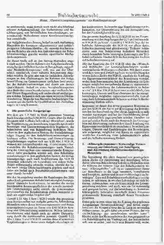 Vorschauseite 2: Unterstützungsmanagement als Handmngskonzept für die Gemeinsamen örtlichen Seryicestellen der Rehabilitationsträger?