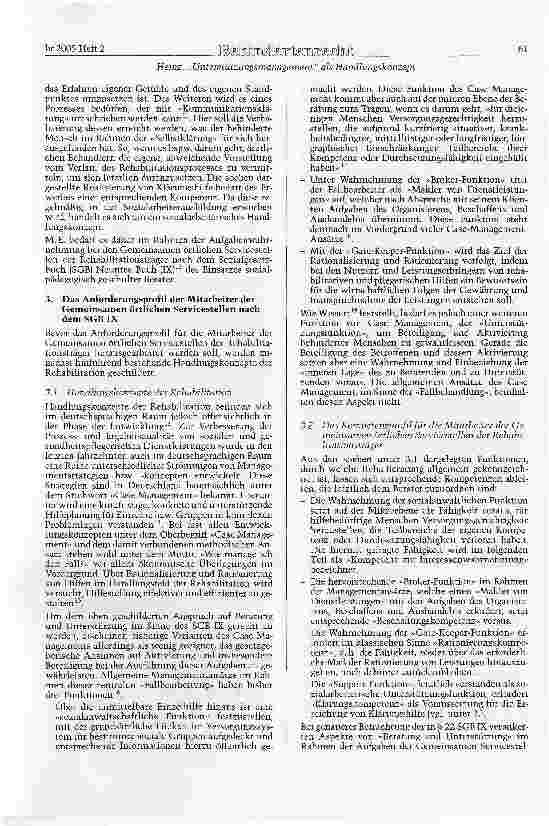 Vorschauseite 3: Unterstützungsmanagement als Handmngskonzept für die Gemeinsamen örtlichen Seryicestellen der Rehabilitationsträger?
