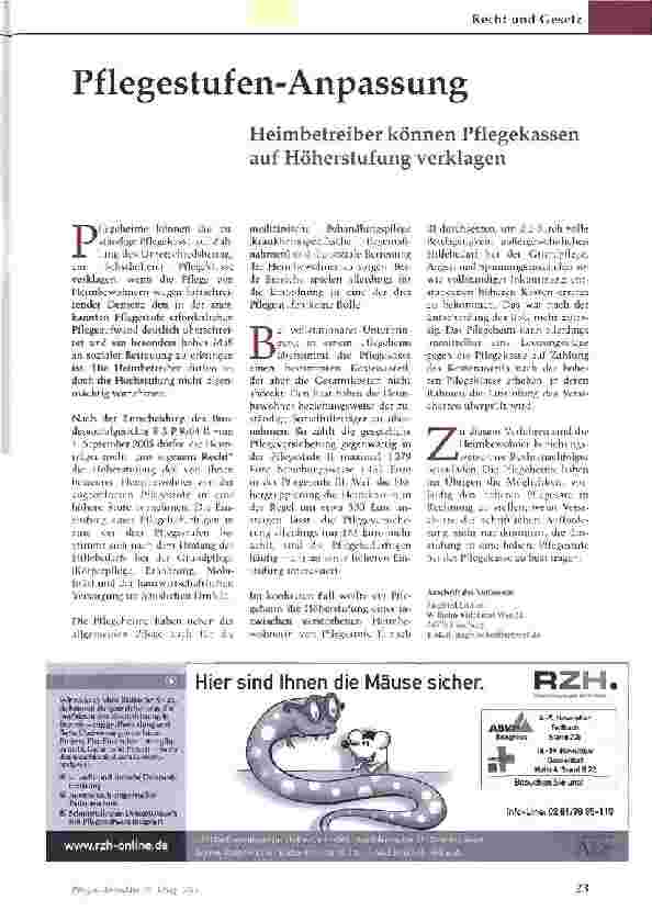 Vorschauseite 1: Pflegestufen-Anpassung