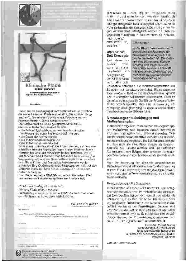 Vorschauseite 4: Klinische Pfade optimaler gestaltenProzessanalysen im Krankenhaus mit Hilfe der Netzplantechnik