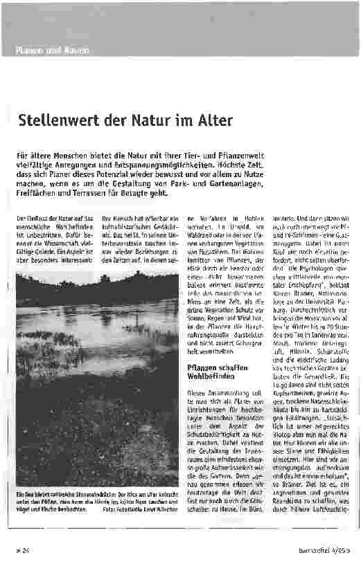 Vorschauseite 1: Stellenwert der Natur im Alter
