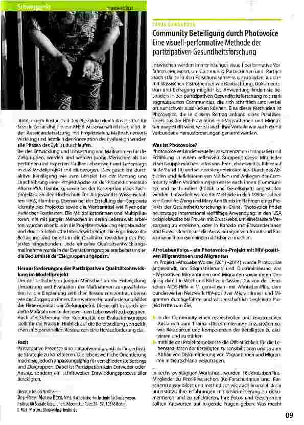 Vorschauseite 1: Community Beteiligung durch Photovoice Eine visuell-performative Methode der partizipativen Gesundheitsforschung