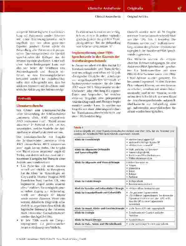 Vorschauseite 4: Patient Blood Management Umsetzung im Rahmen der Anästhesiesprechstunde