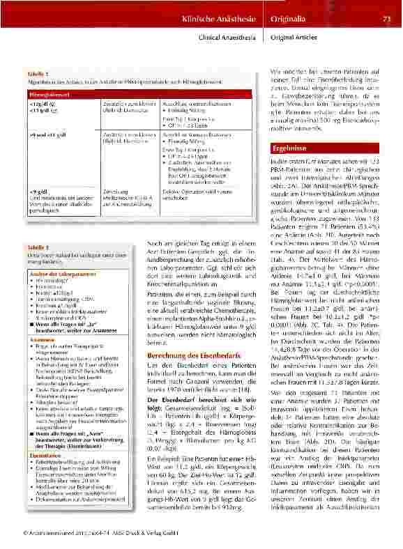 Vorschauseite 6: Patient Blood Management Umsetzung im Rahmen der Anästhesiesprechstunde