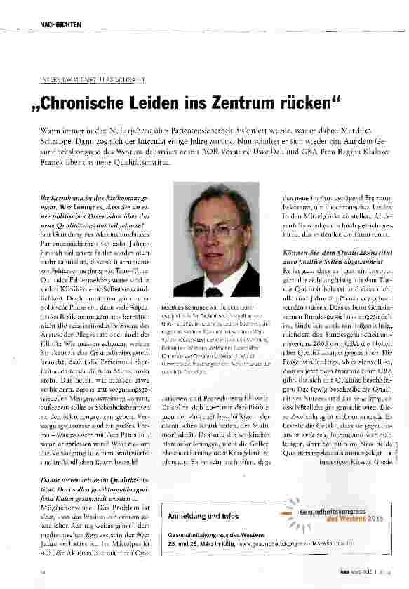 Vorschauseite 1: Chronische Leiden ins Zentrum rücken