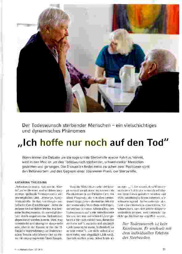 Vorschauseite 1: Der Todeswunsch sterbender Menschen - ein vielschichtiges und dynamisches PhänomenIch hoffe nur noch auf den Tod