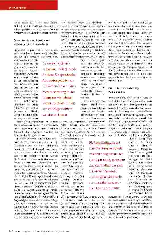 Vorschauseite 4: Gelebte Wissenszirkulation Aufbau pflegespezifischer Beratungskompetenz ii Bachelor of Nursinq