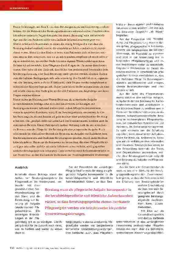 Vorschauseite 6: Gelebte Wissenszirkulation Aufbau pflegespezifischer Beratungskompetenz ii Bachelor of Nursinq
