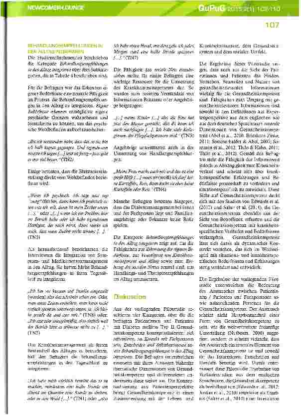Vorschauseite 6: Eine qualitative Pilotstudie zur Konzeptualisie-rung von Gesundheitskompetenz aus der Perspektive von Patientinnen und Patienten mit Diabetes mellitus Typ II