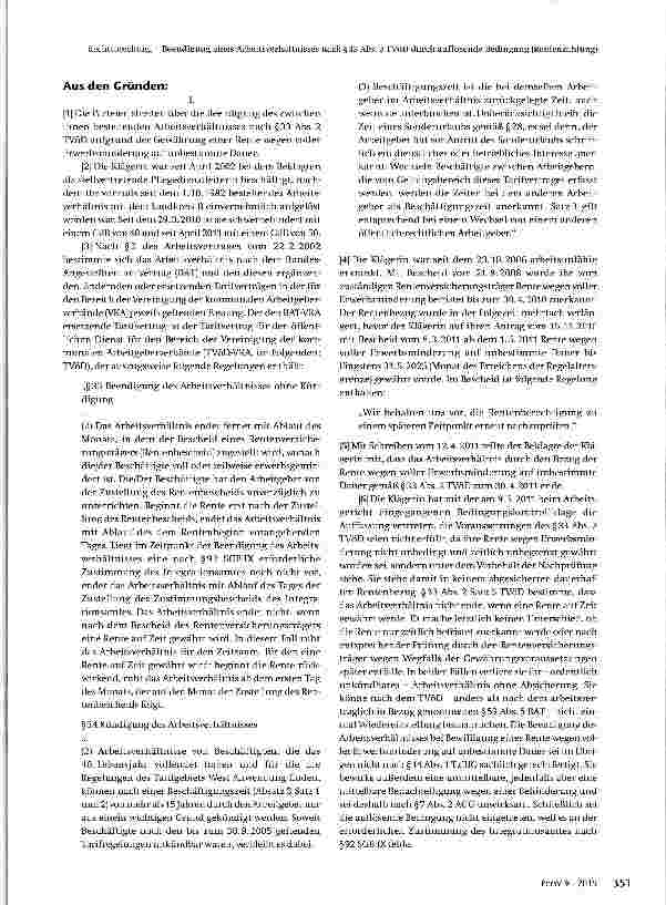 Vorschauseite 2: Beendigung eines Arbeitsverhältnisses nach §33 Abs. 2 TVöD durch auflösende Bedingung (Rentenzahlung)
