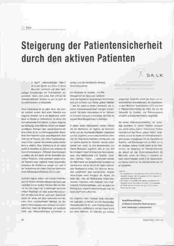 Vorschauseite 1: Steigerung der Patientensicherheit durch den aktiven Patienten