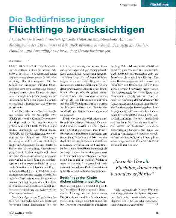Vorschauseite 1: Die Bedürfnisse junger Flüchtlinge berücksichtigen