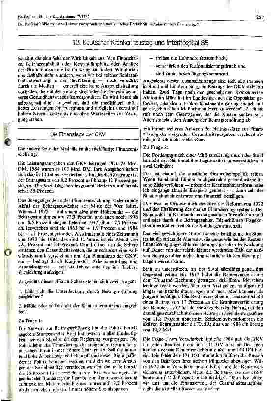 Vorschauseite 3: Wie weit sind Leistungsanspruch und medizinischer Fortschritt in Zukunft noch finanzierbar ?