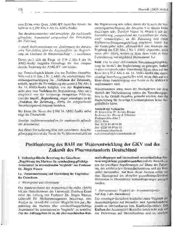 Vorschauseite 6: Rechtmäßigkeit der AMG-Einreichungsverordnung unter besonderer Berücksichtigung von Nachzulassung und Registrierung traditionellerpflanzlicher Arzneimittel