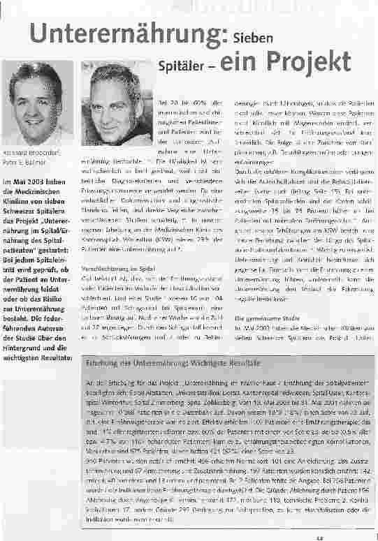 Vorschauseite 1: Unterernährung: sieben Spitäler ein Projekt