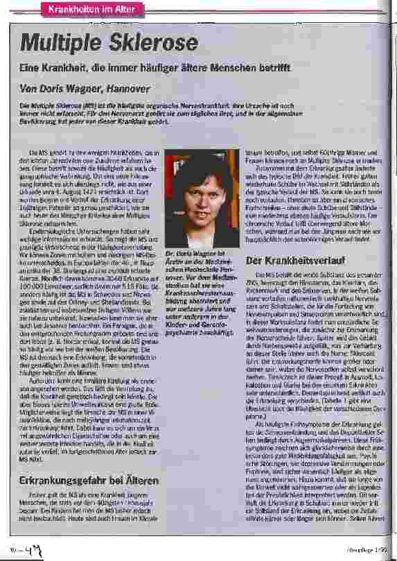 Vorschauseite 1: Multiple Sklerose Eine Krankheit, dei immer mehr ältere Menschen betrifft.