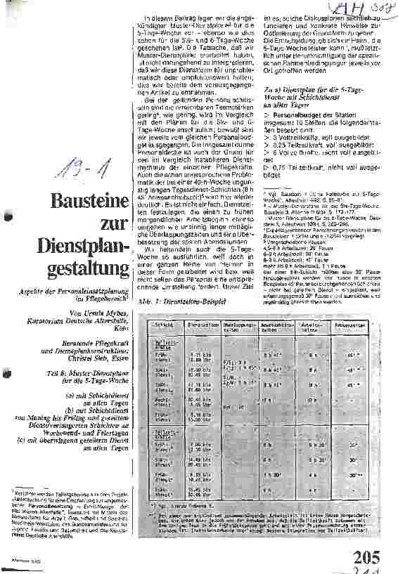 Vorschauseite 1: Bausteine zur Dienstplangestaltung /Aspekte der Personaleinsatzplanung im Pflegebereich, Teil 8, Muster-Dienstpläne für die 5-Tage-Woche