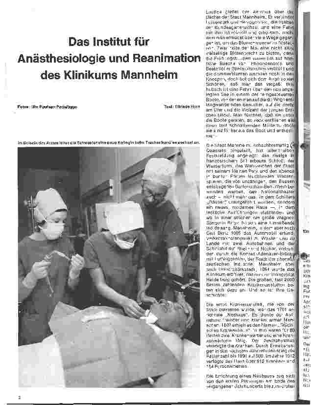 Vorschauseite 1: Das Institut für Anästhesiologie und Reanimation des Klinikums Mannheim