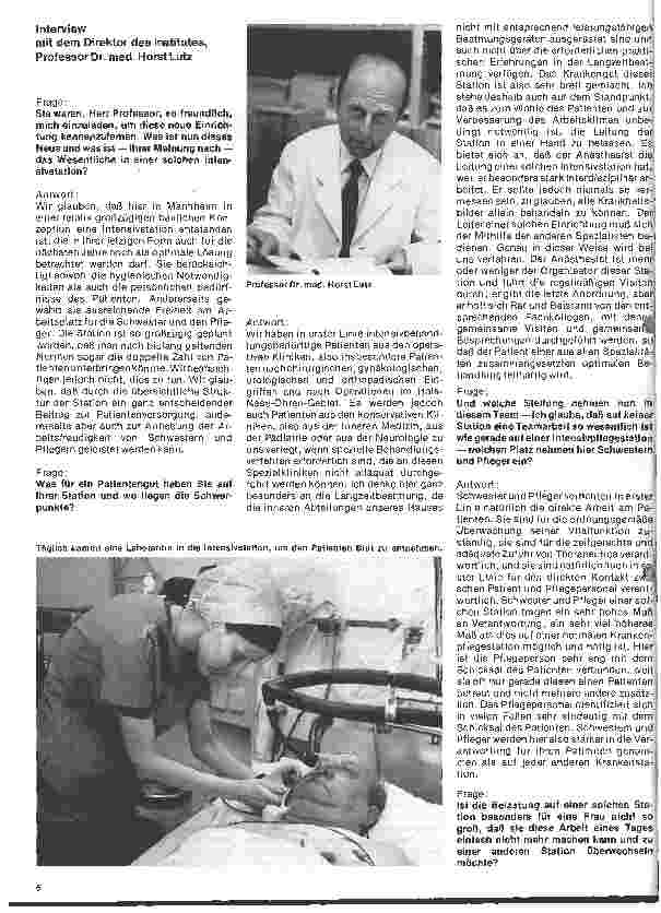 Vorschauseite 5: Das Institut für Anästhesiologie und Reanimation des Klinikums Mannheim