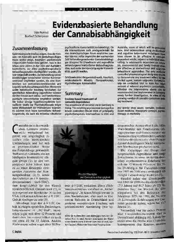 Vorschauseite 1: Evidenzbasierte Behandlung der Cannabisabhängigkeit