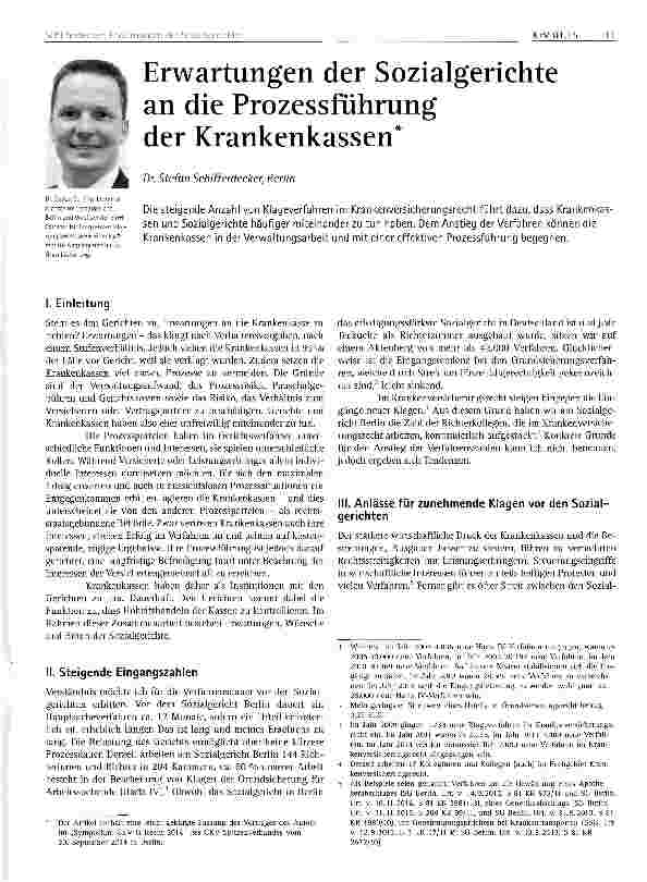 Vorschauseite 1: Erwartungen der Sozialgerichte an die Prozessführung der Krankenkassen
