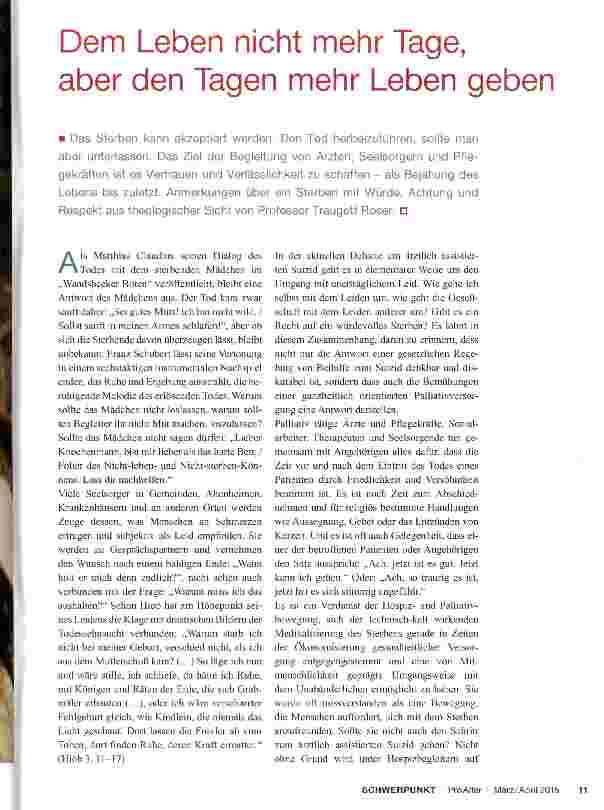 Vorschauseite 1: Dem Leben nicht mehr Tage, aber den Tagen mehr Leben geben