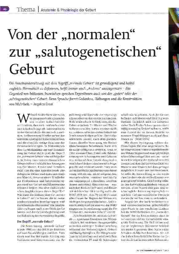 Vorschauseite 1: Von der „normalen zur „salutogenetischern Geburt