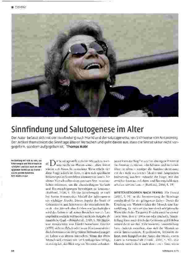 Vorschauseite 1: Sinnfindung und Salutogenese im Alter