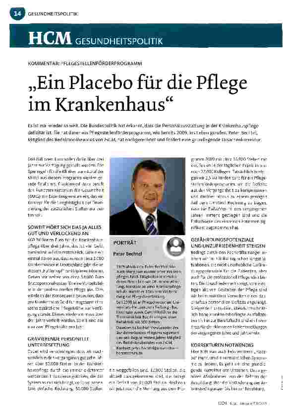 Vorschauseite 1: Ein Placebo für die Pflege im Krankenhaus